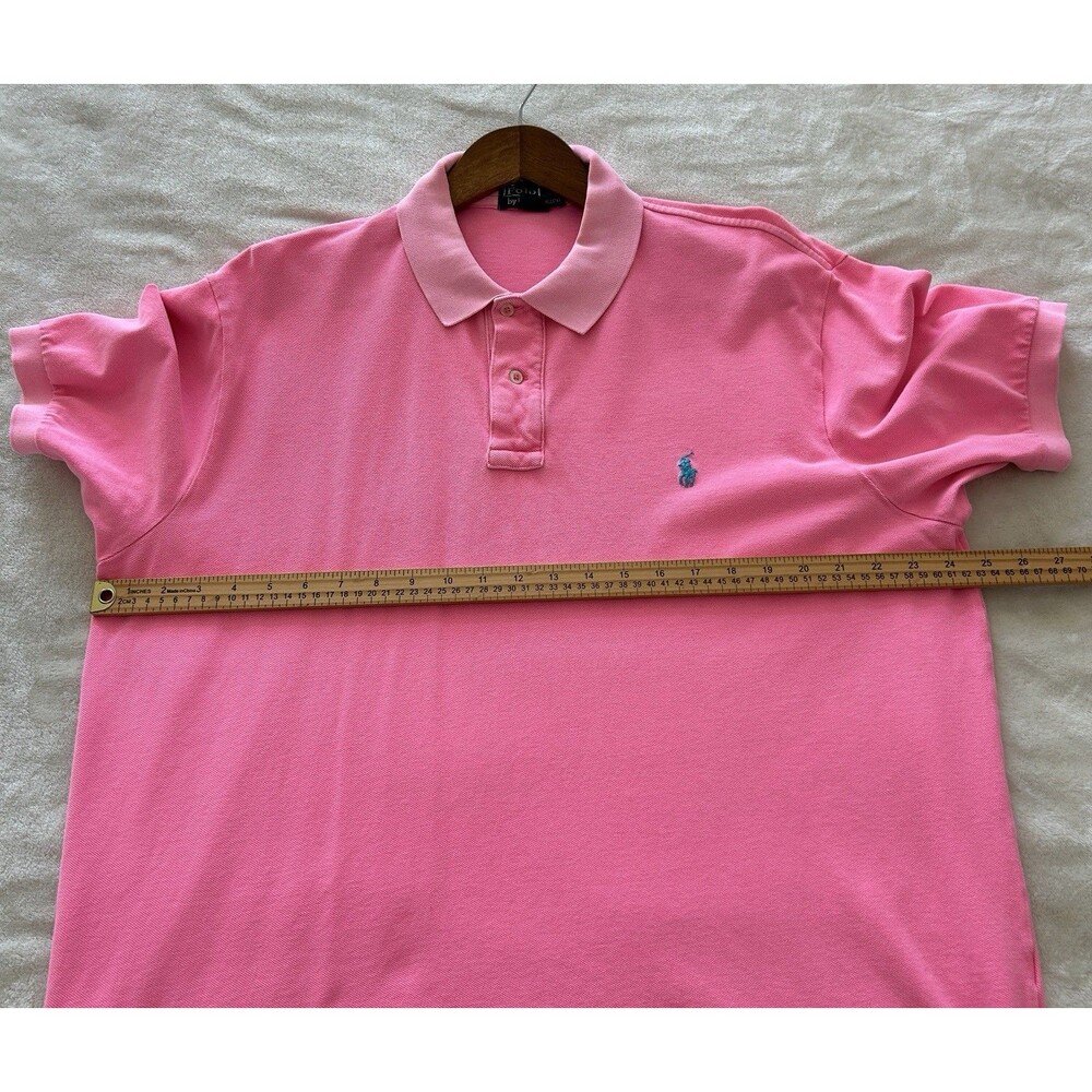 Polo Ralph Lauren Mens Shirt 2XL Neon Pink Pique Preppy Pony XXL Vintage - Picture 6 of 8